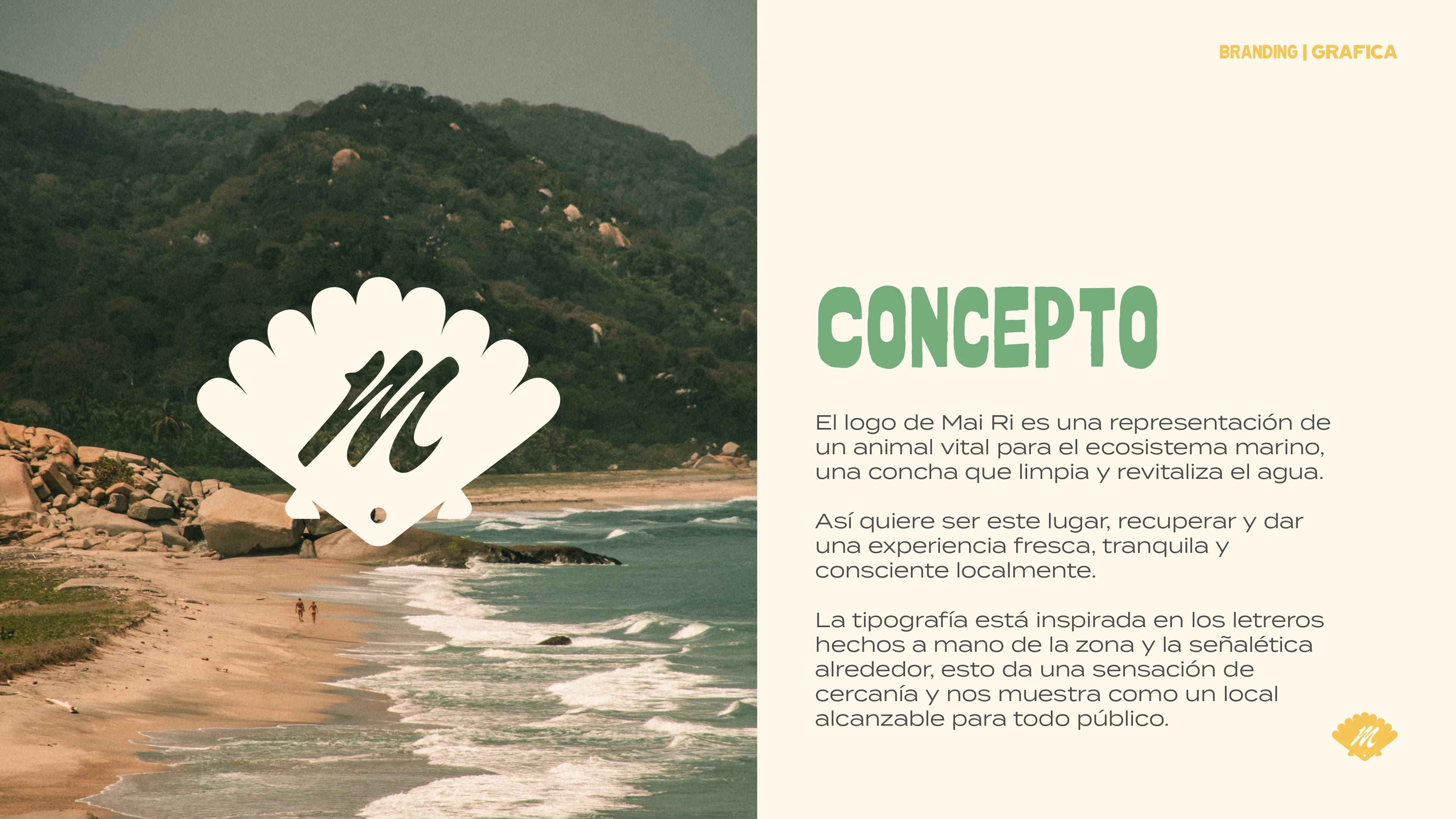 Mai Ri logo concept and beach landscape