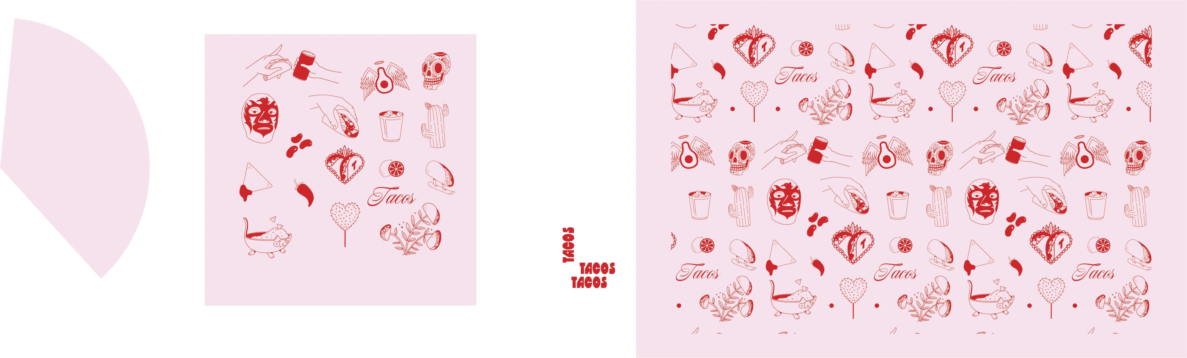 Tacocardia illustrated pattern on packaging