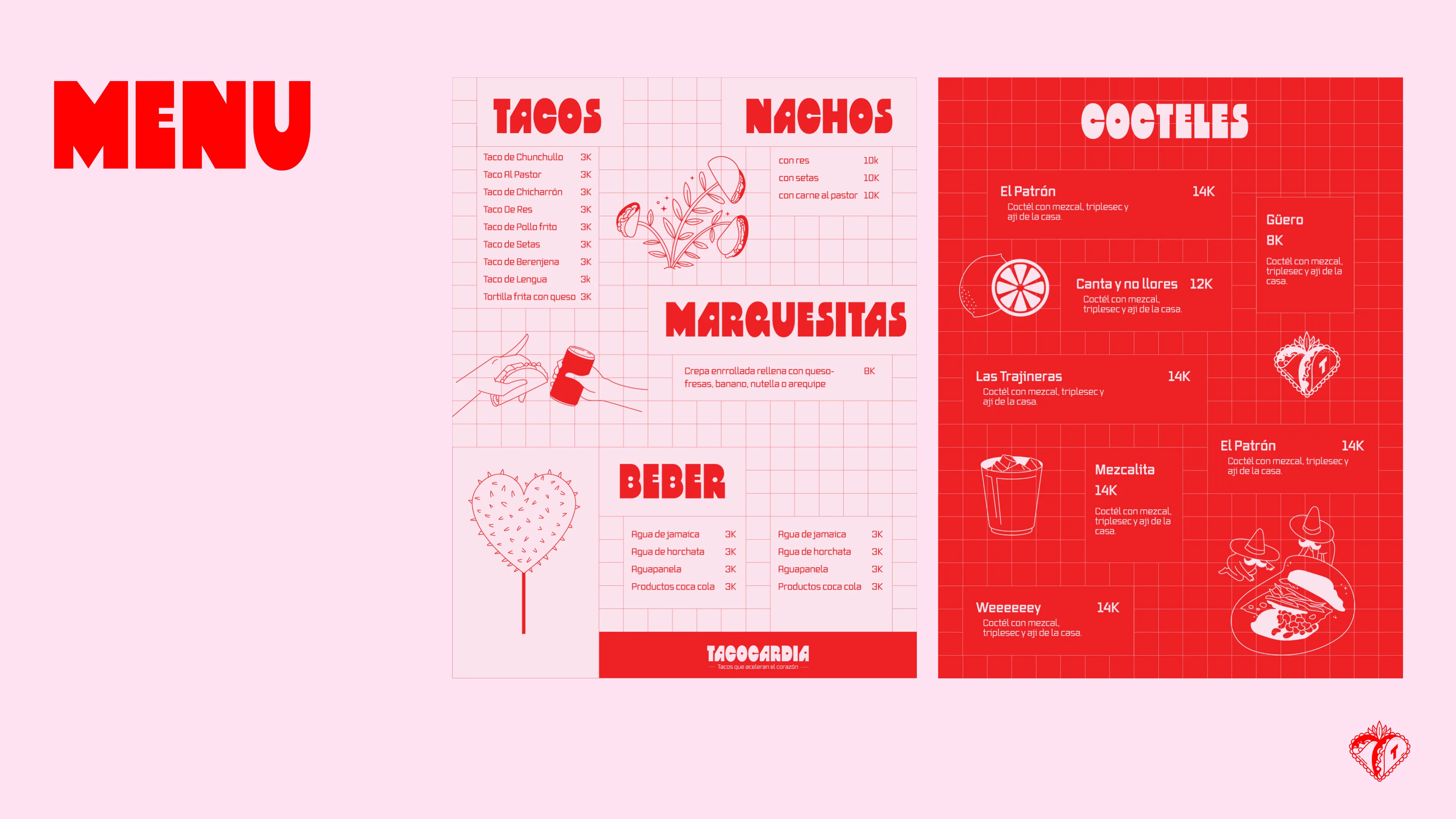 Tacocardia menu design